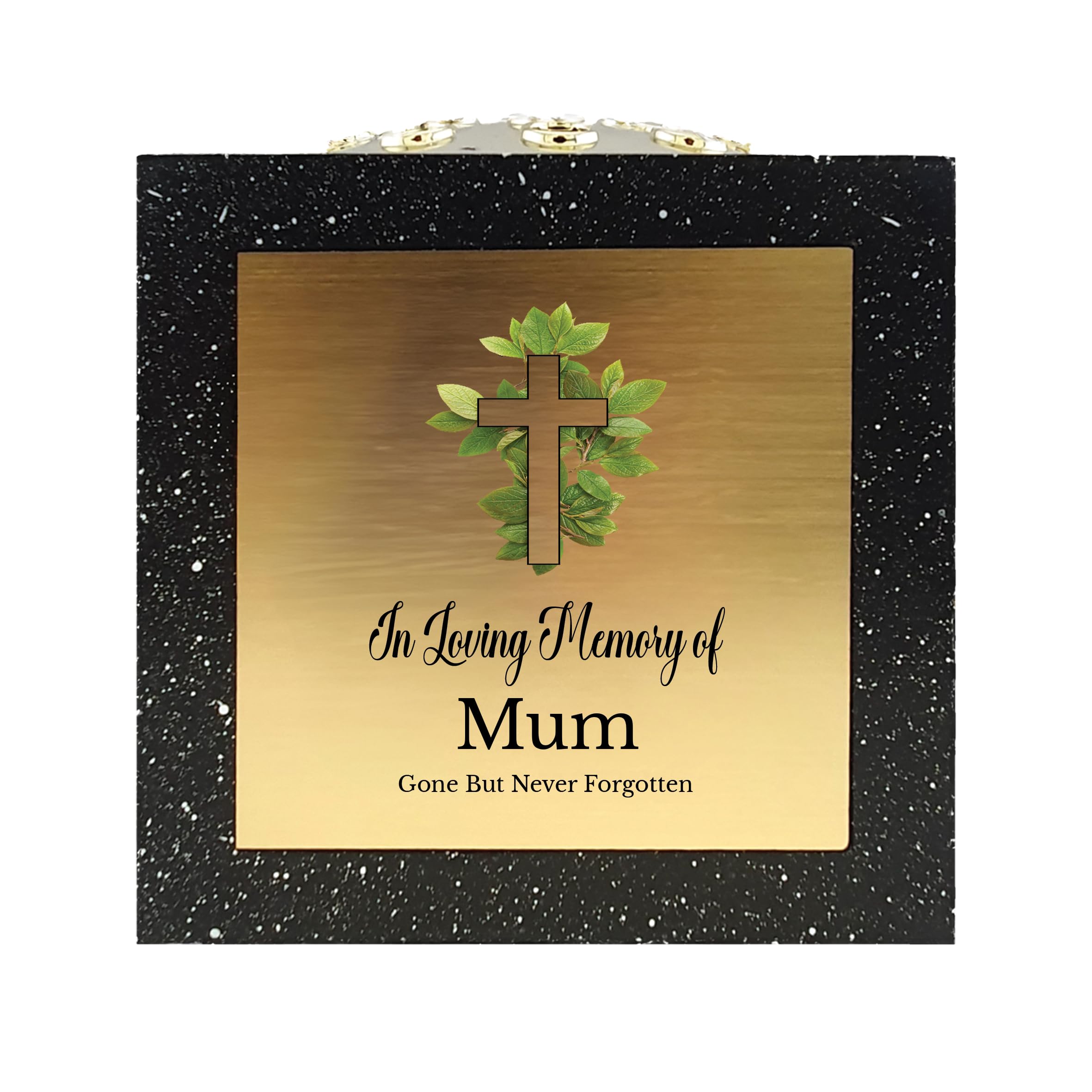 1Stclassgifts Black In Loving Memory Of Memorial Rose Bowl Grave Marker Flower Pot Vase With Cross Design Gran Sister Papa & Lots More /Gold (Uv Printed) (Mum)