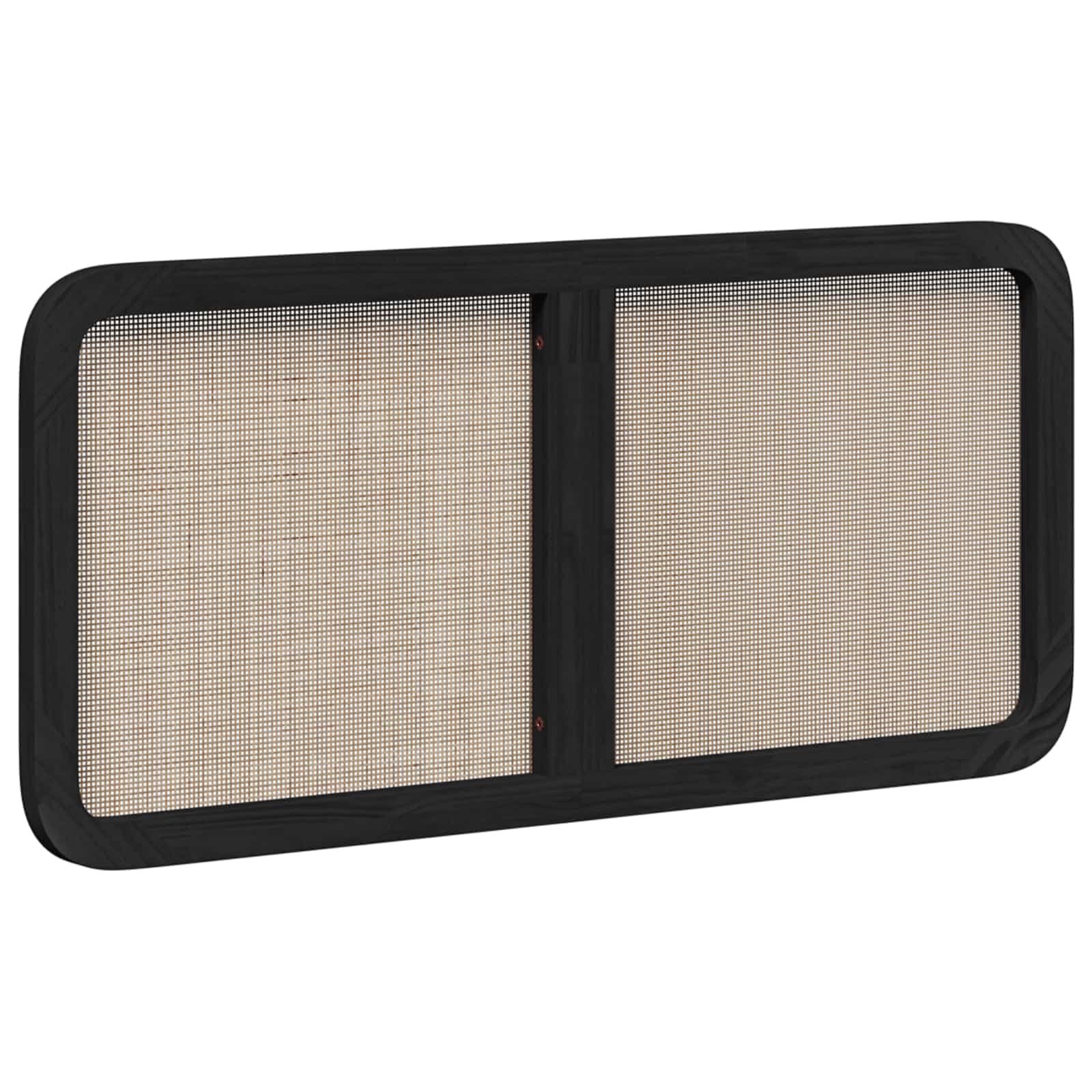 Cabecero de cama de madera maciza de pino negro, 120 x 55 x 3 cm, mimbre trenzado, cabecero de cama duradero para dormitorio, marco de cama