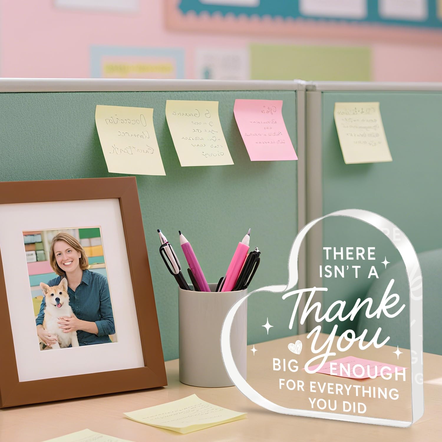 Thank You Gift for Women & Men, Acrylic Heart Plaque Appreciation Gifts 10×10×1cm, Thank You Gifts for Boss Coworker, Teacher - Image 3