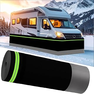 RV Skirting for Winter - Heavy Duty Insulated Windproof Waterproof UV-Resistant Camper Skirt with Lock Cable, 111ft x 3.2ft | Fits XL Toy Hauler & Diesel Class A RV, Black