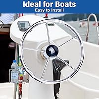 Vista 2 de Amarine-made13-1/2 pulgadas 5 radios estilo destructor acero inoxidable volante de barco