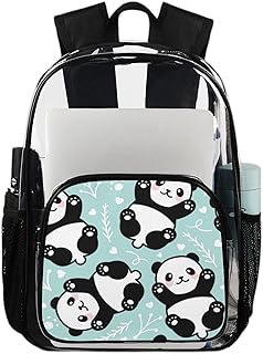 Mochila transparente de urso panda fofo, mochila transparente impermeável de PVC com alça de ombro reforçada para escola, trabalho, viagens, Multicor