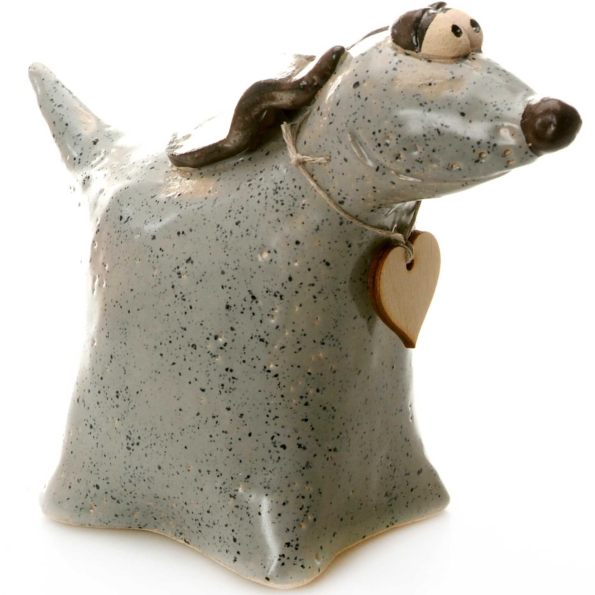 Enigmasupplies Teal, Mint, Turquoise Enigma Supplies Grey Greyhound With Wooden Heart To Write A Message Ceramic Quirky Ornament Gift For Dog Lovers