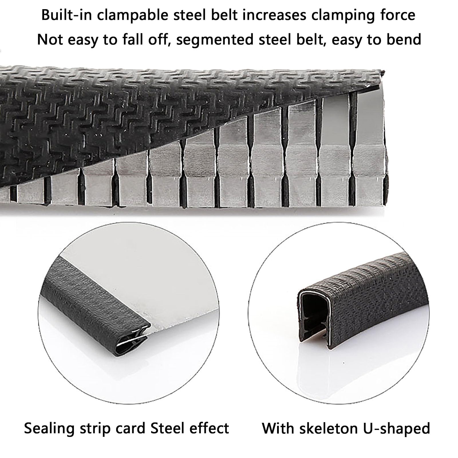 Guarnizione A U Sigillata Per Bordi - 3,28 Piedi, Flessibile | Per Porte, Vetro, Acciaio | Anticollisione - Foto 10