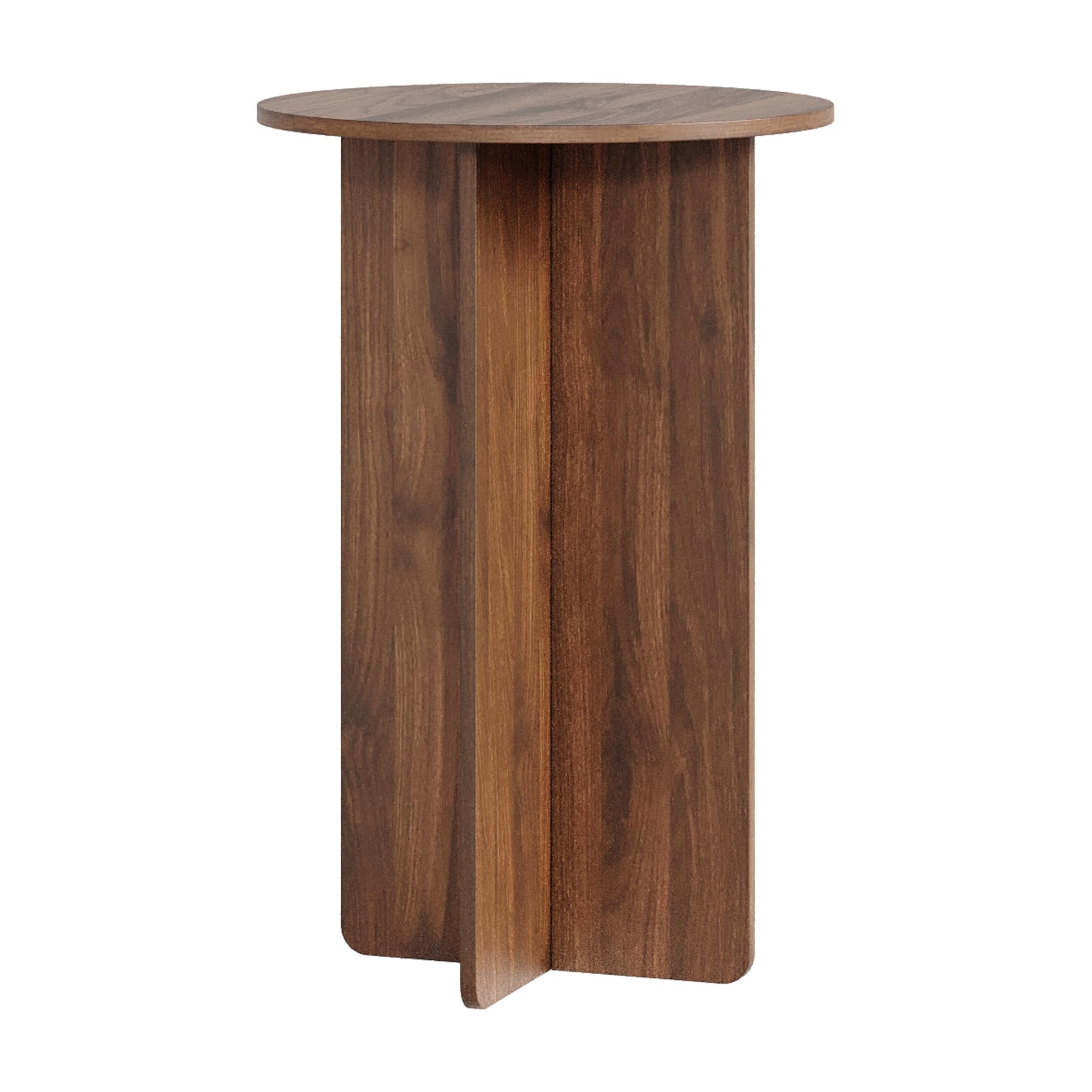 [en.casa] Mesita de Café Vappevn Mesa Auxiliar con Tablero Circular Mesa de Sofá Versátil para Salón Dormitorio Oficina Entrada Aglomerado 60 x 40 cm - Efecto Nogal