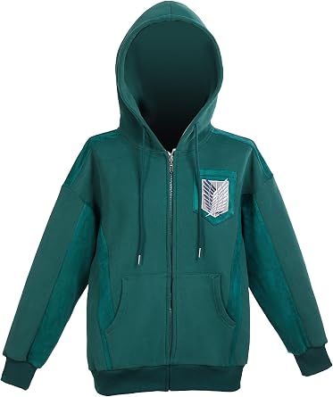 Micotaku Attack On Titan Officially Licensed Unisex Green Zip Up Survey Corps Hoodie