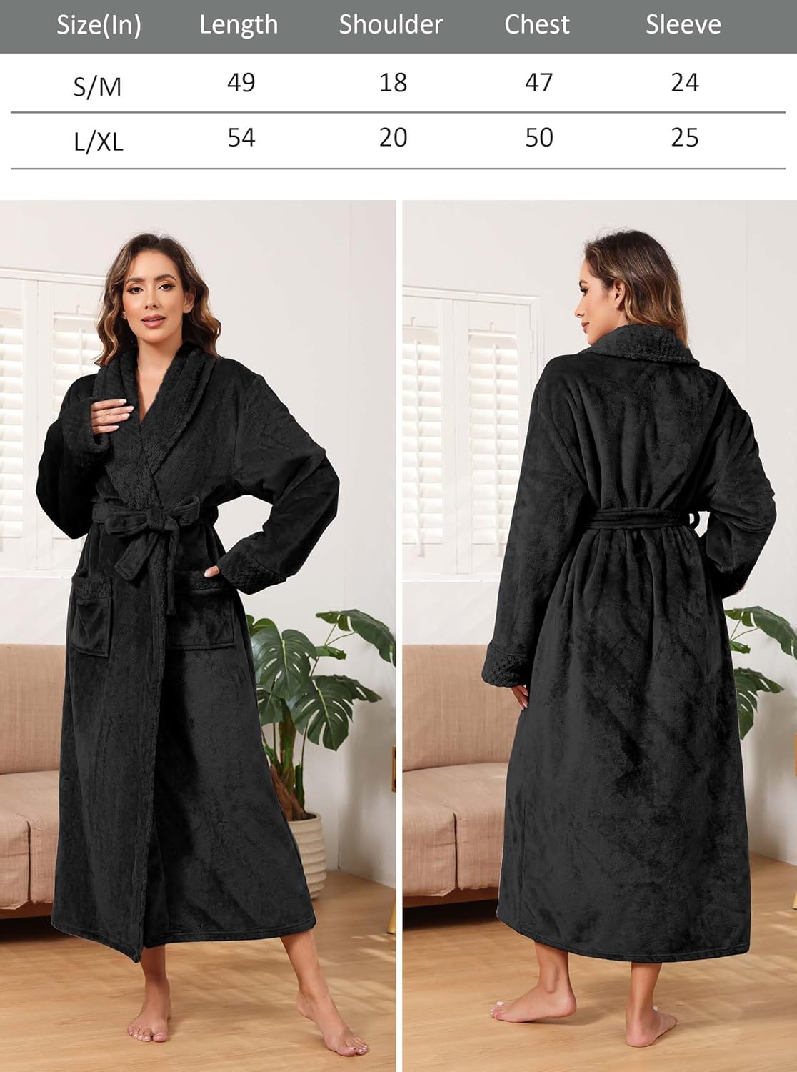 Hellomamma Long Bath Robe for Womens Plush Soft Fleece Bathrobes Nightgown Ladies Pajamas Sleepwear Housecoat - Image 5
