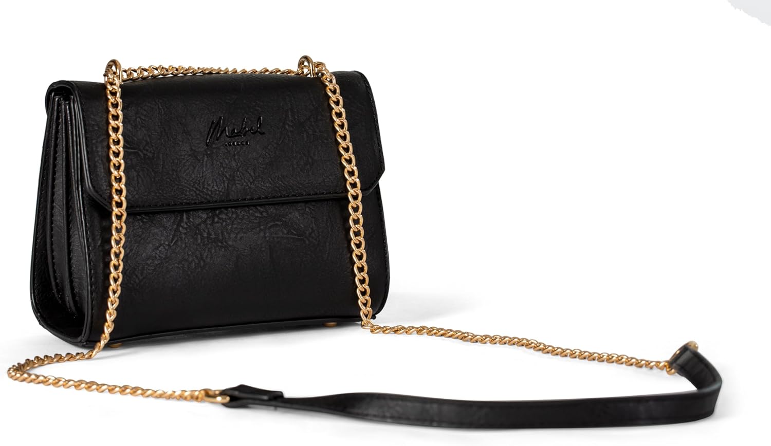 Mabel London Womens Small Structured Shoulder Bag with Long Metal Chain Strap - Cove