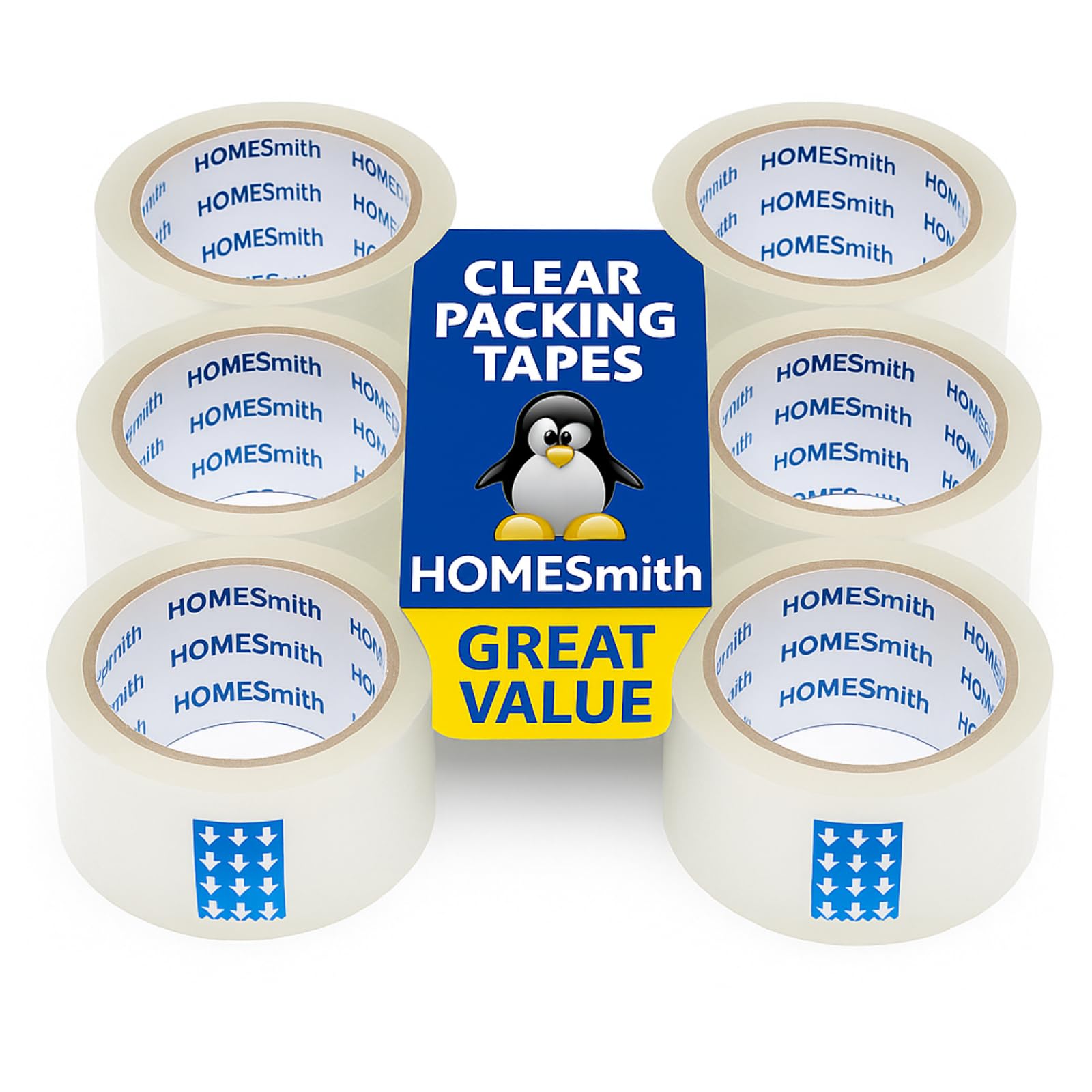 HOMESmith Clear Parcel Tape 3 Rolls – 48mm x 66m Packing Tape for Moving, Home, Office or Business, Strong Adhesive Multipurpose Tape