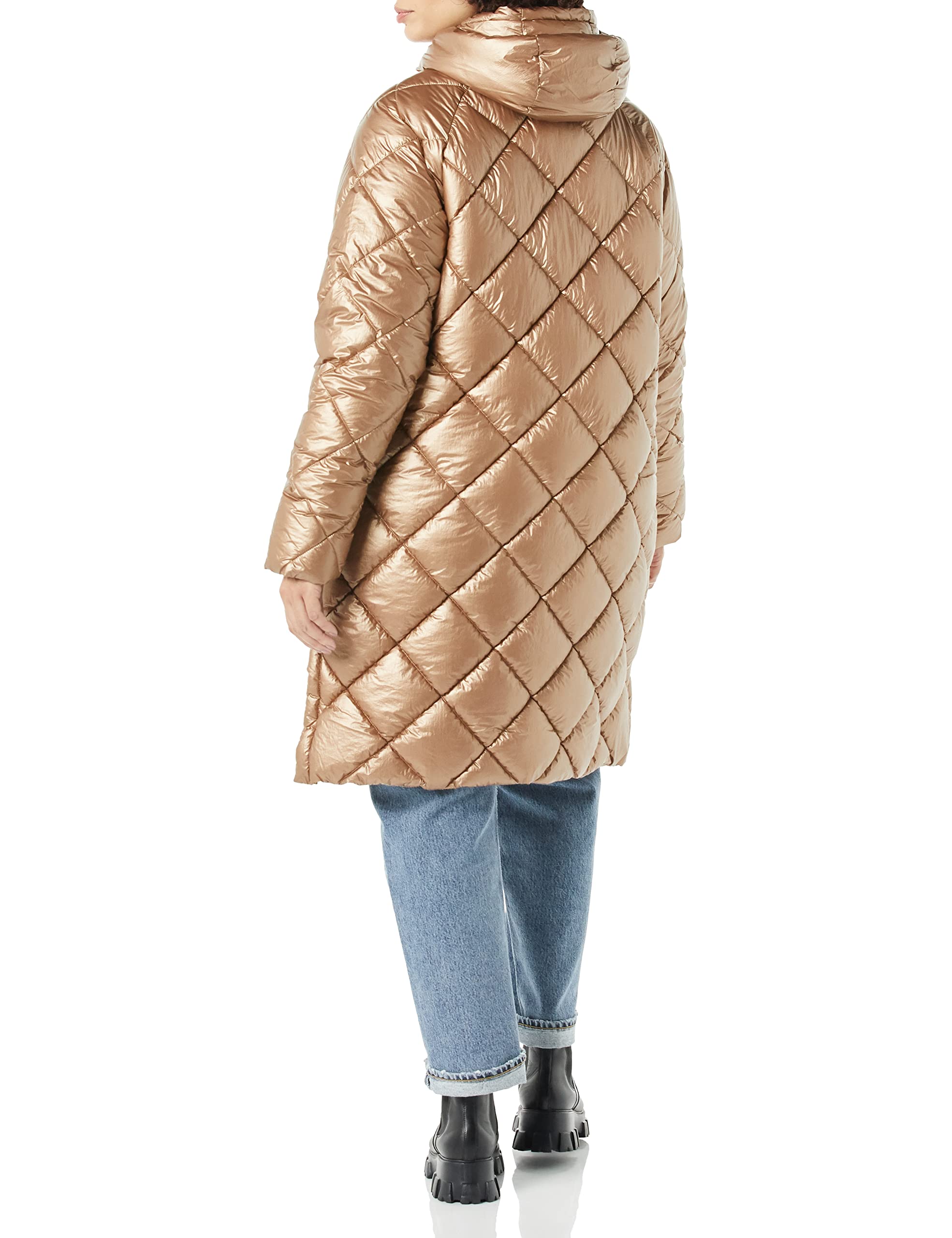 Amazon Essentials Mujer Abrigo Grueso para Invierno con Capucha y Acolchado en Forma de Rombos hasta la Rodilla