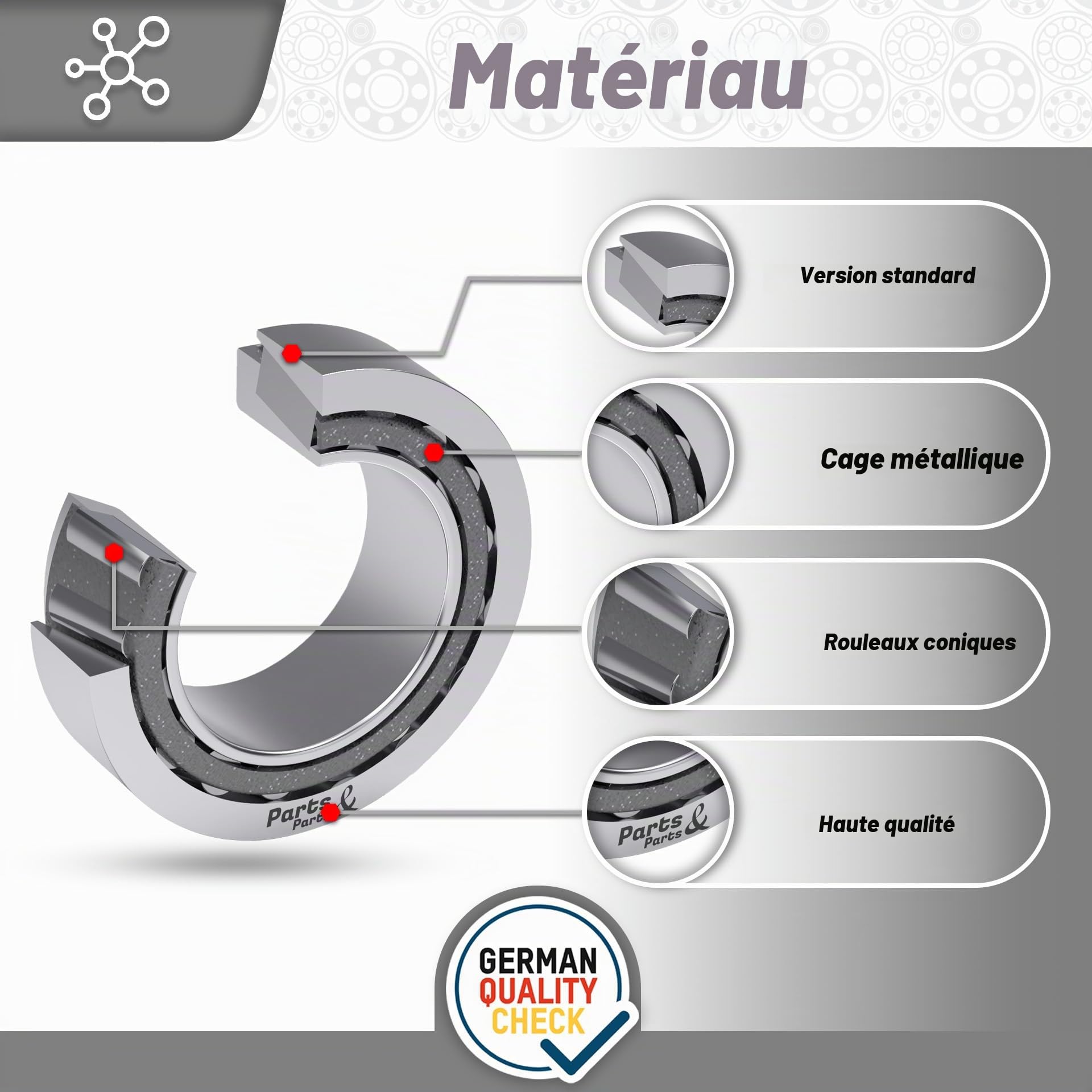 Roulement à rouleaux coniques 30210 50 x 90 x 21,75 mm, roulement de précision très résistant pour charges axiales et radiales, DIN 720 ISO 355, durable et résistant à la chaleur, pour
