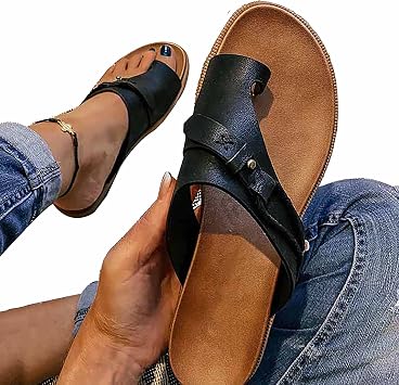 Womens Bunion Corrector Sandals Flip Flops For Orthopedic, Bunion Toe Flatform Sandal Shoes Summer Beach Travel Fashion Slipper Flip Flops Orthotic Shoes Non Slip Wear Resistant BeacSize43,ColorA