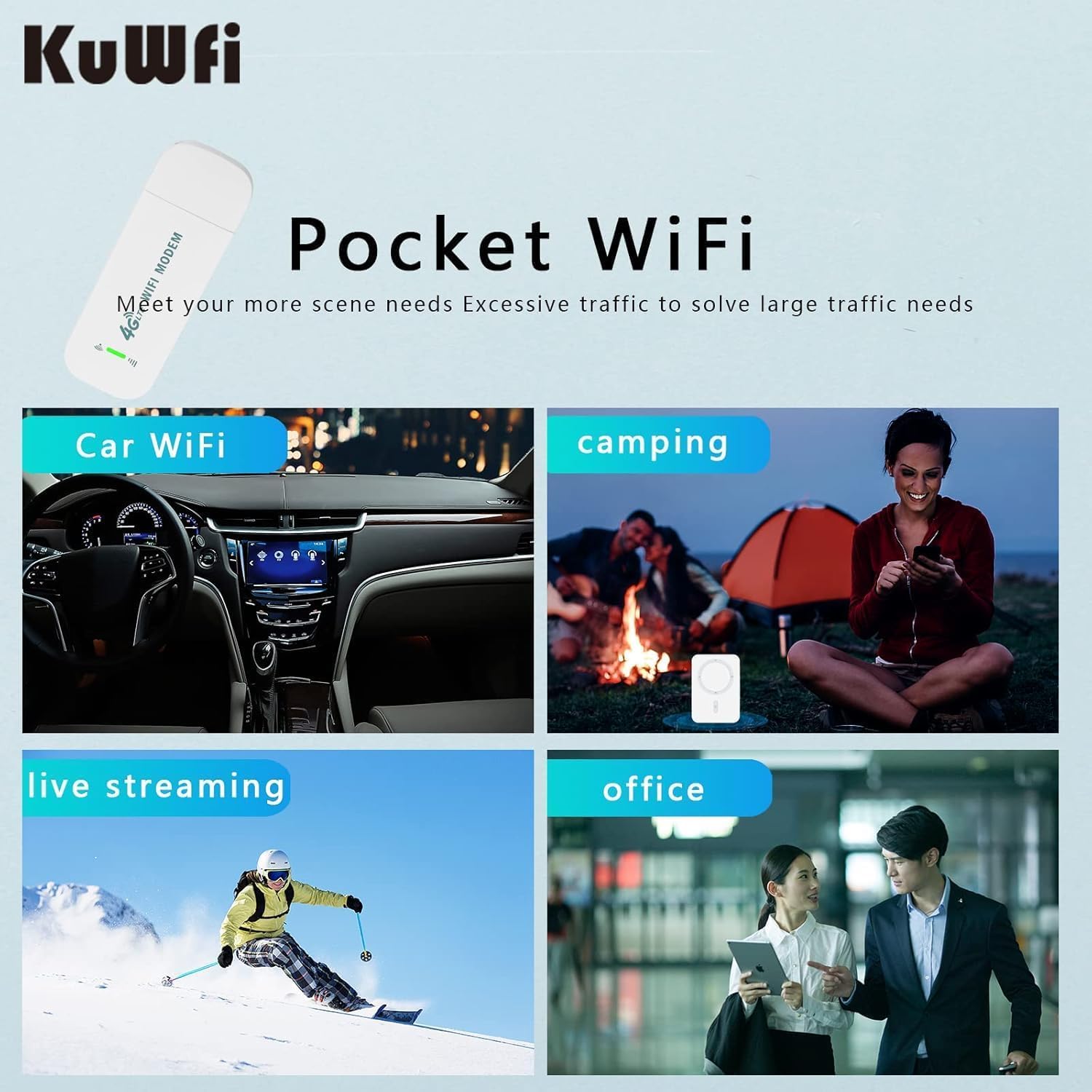 KuWFi Clé Internet 4G 150 Mbps, Modem USB LTE, Adaptateur Réseau