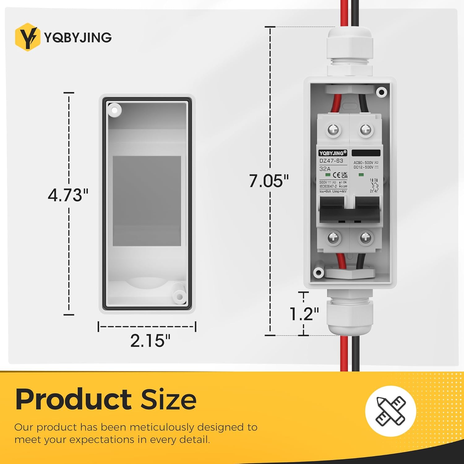 Solar Panel Disconnect Switch 32Amp DC AC Miniature Circuit Breaker 500V 2 Poles with PV Connector and IP65 Waterproof UV-Proof Box for Outdoor Solar PV Homes Battery - Image 8
