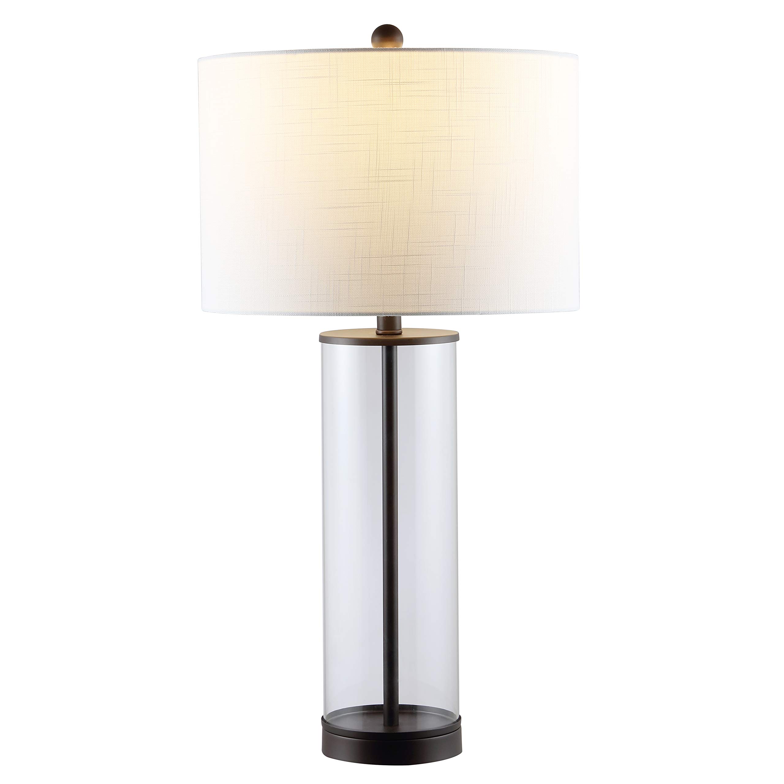 Photo 1 of JONATHAN Y JYL2005B Collins 29" Glass LED Table Lamp Modern Contemporary Bedside Desk Nightstand Lamp for Bedroom Living Room Office College Bookcase, Oil Rubbed Bronze/Clear