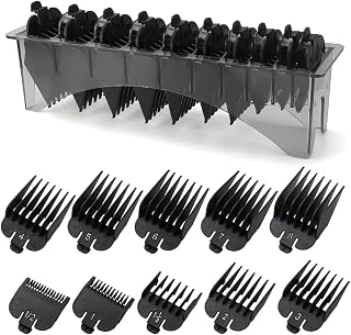 LAVEST 10-Piece Black Clipper Guards for Wahl Clippers - 1/16" to 1" Replacement Guides with Organizer Tray