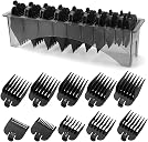 Clipper Guards Set Compatible with Most Wahl Clippers with Holder, Clipper Guides Replacement - 1/16" to 1", 10 Piece Set, Black Color