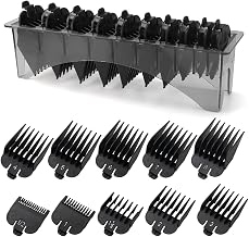 Clipper Guards Set Compatible with Most Wahl Clippers with Holder, Clipper Guides Replacement - 1/16" to 1", 10 Piece Set, Black Color
