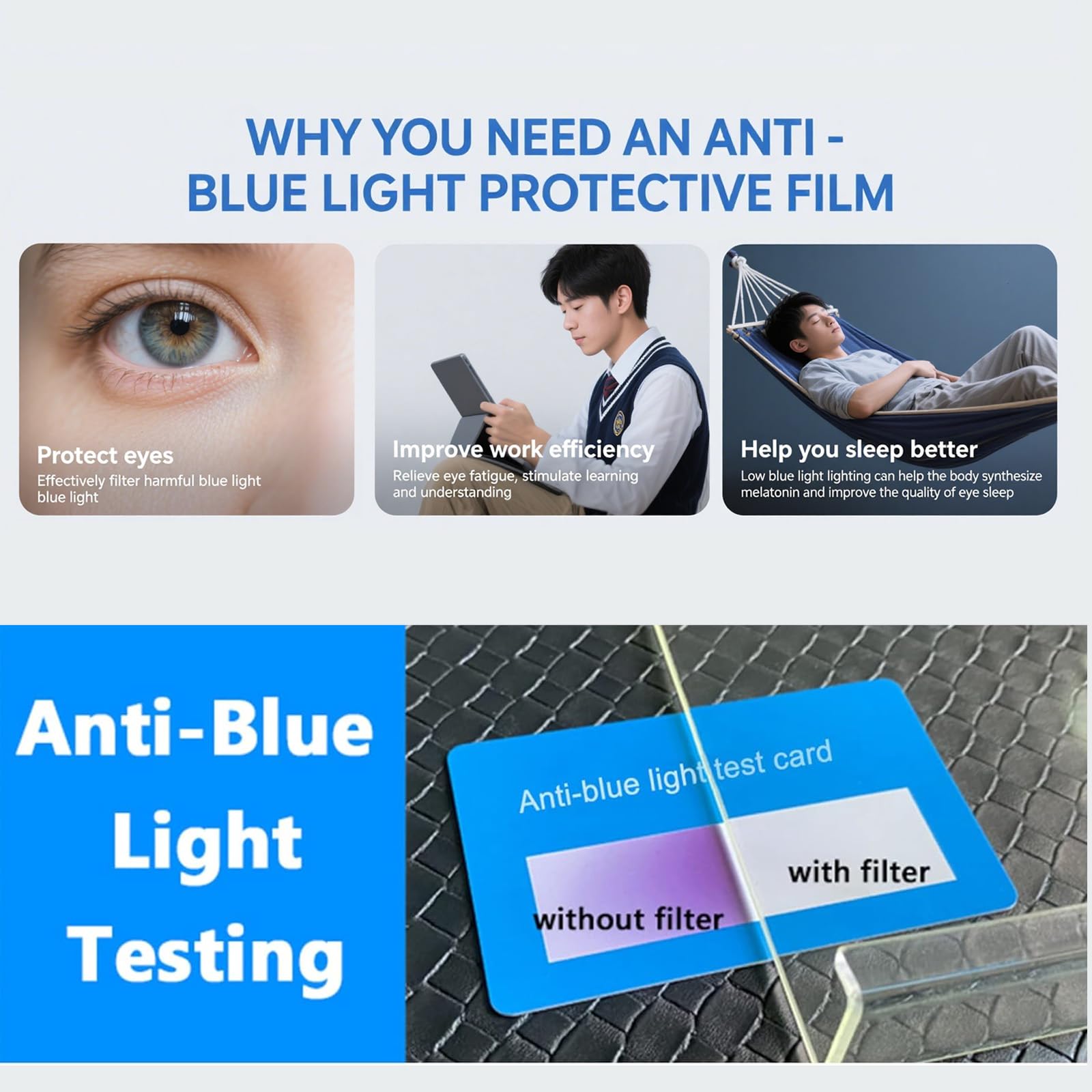 75-Zoll-TV-Bildschirmschutz gegen blaues Licht, entspiegelte TV-Bildschirmfolie, Blaulichtfilter zum Schutz der Augen, kompatibel mit 75-Zoll-TV-Bildschirmen,75inch