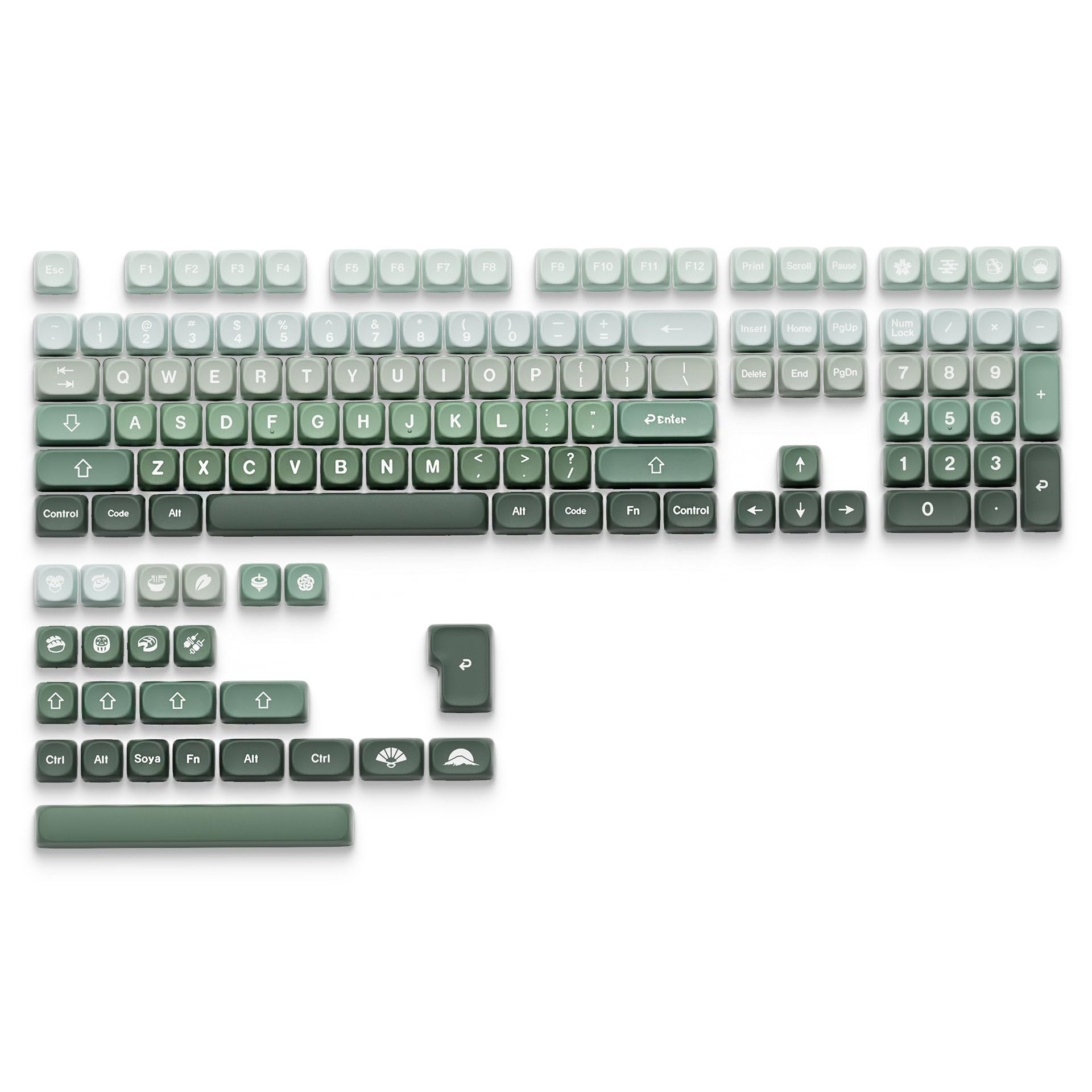 Gradient MOA Profile Keycap 132 klawisze PBT Top Print pięciostronny Dye Sub niestandardowe nasadki klawiszy do klawiatury mechanicznej 60 75 100% MX (szary 132)