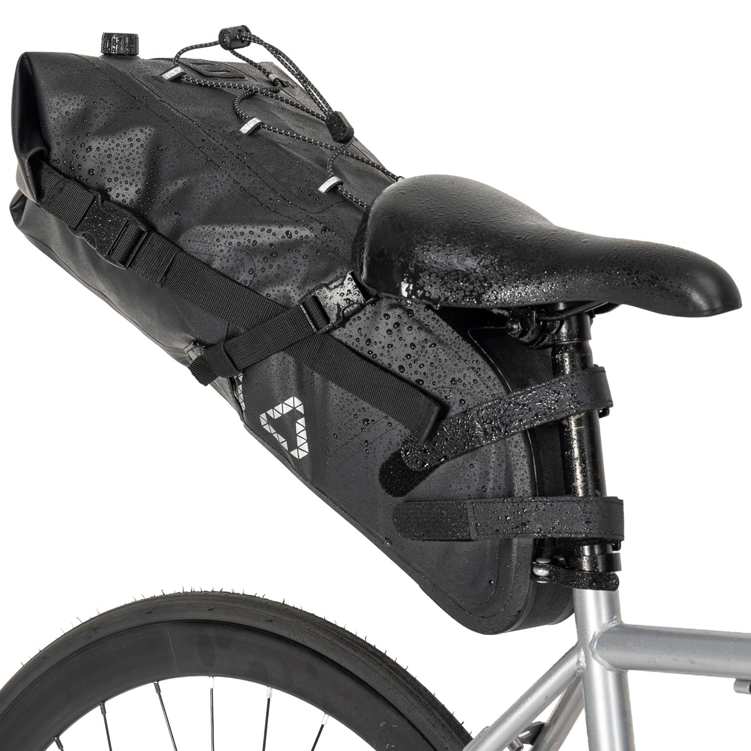 KEMIMOTO Satteltasche Fahrrad 15L, 100% wasserdichte Fahrradtasche Sattel, Fahrrad Sitztasche, Rennrad Satteltasche für E-Bike und MTB, mit Befetigungrimen zur Halterung