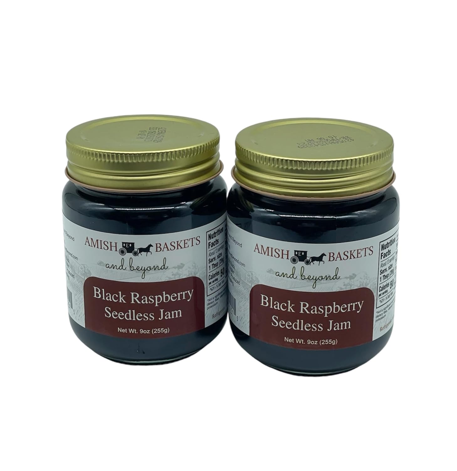 Amish Black Raspberry Seedless Jam Non GMO Vegan All Natural - 9 oz - 2 Jars