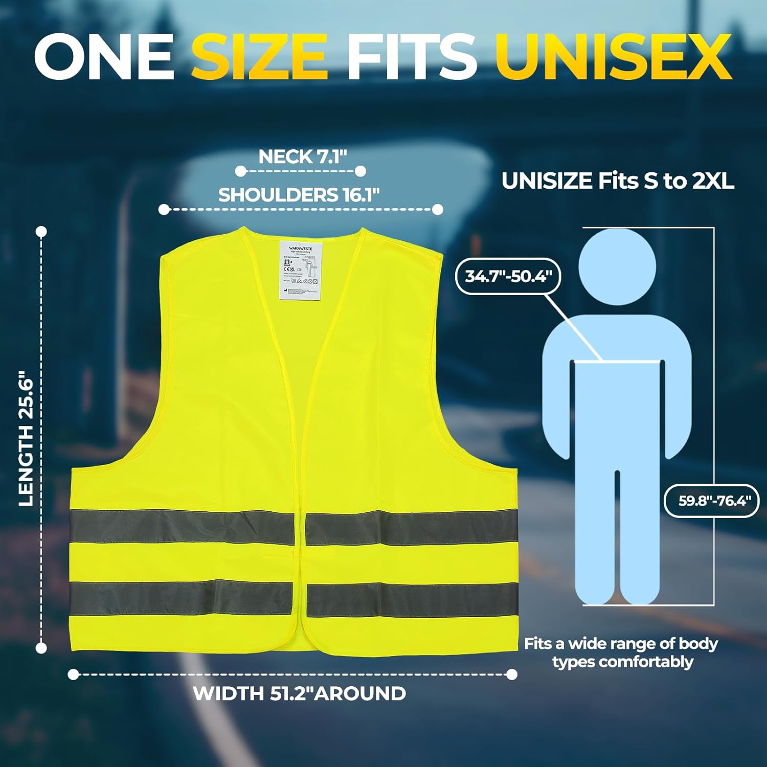 10 Pack Yellow Safety Vests, Bulk High Visibility Vest for Men / Woman, Adult Reflective Running Vest, Wholesale Work Vests For Construction, Running, Security, Cycling, Warehousing, Municipal - Image 2