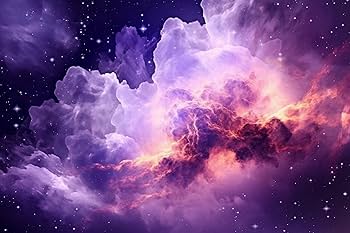 Amazon｜FICLUX 現代装飾画 | 宇宙の紫色の星雲 - け写真 ソファ