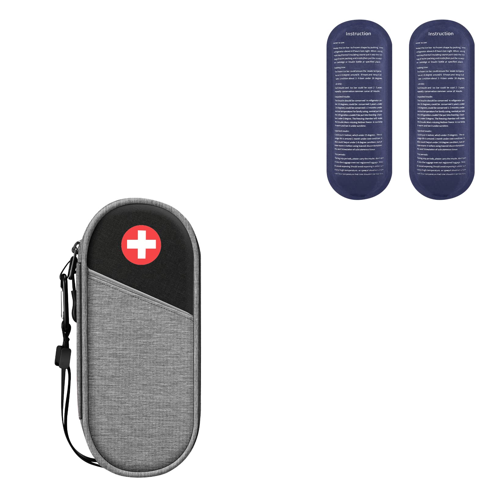 SITHONMedical Carrying Case Insulated Gray/Black & Ice Packs Bundle