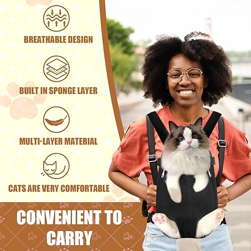 Miniatura 5 de Mochila transportadora de mascotas, mochilas ajustables para gatos, transportador frontal para perros pequeños, transportador de perros orientado