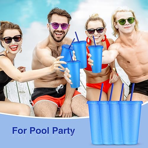 Miniatura 7 de Amyhill 12 vasos reutilizables con purpurina con tapas y pajillas, vaso de plástico de 24 onzas, taza de viaje para café helado, taza de viaje para