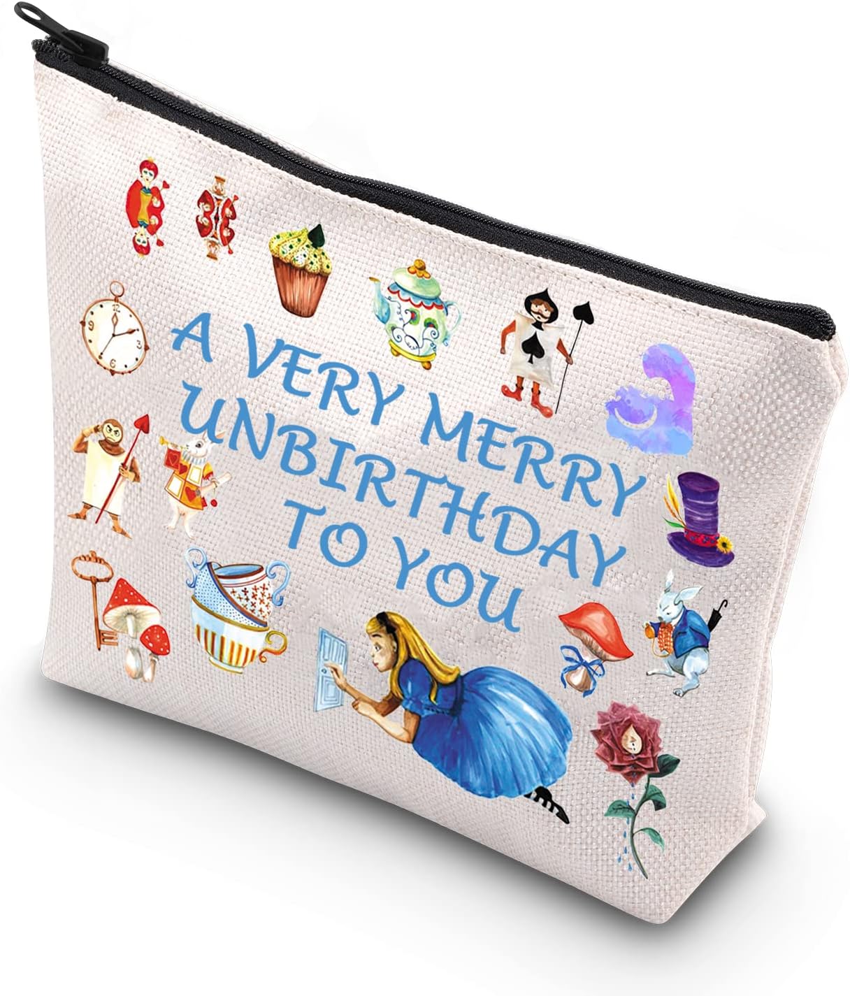 BDPWSS Fairy Tales Makeup Bag a Very Merry Unbirthday To You Cosmetic Bag For Family Friend (Merry birthday you)