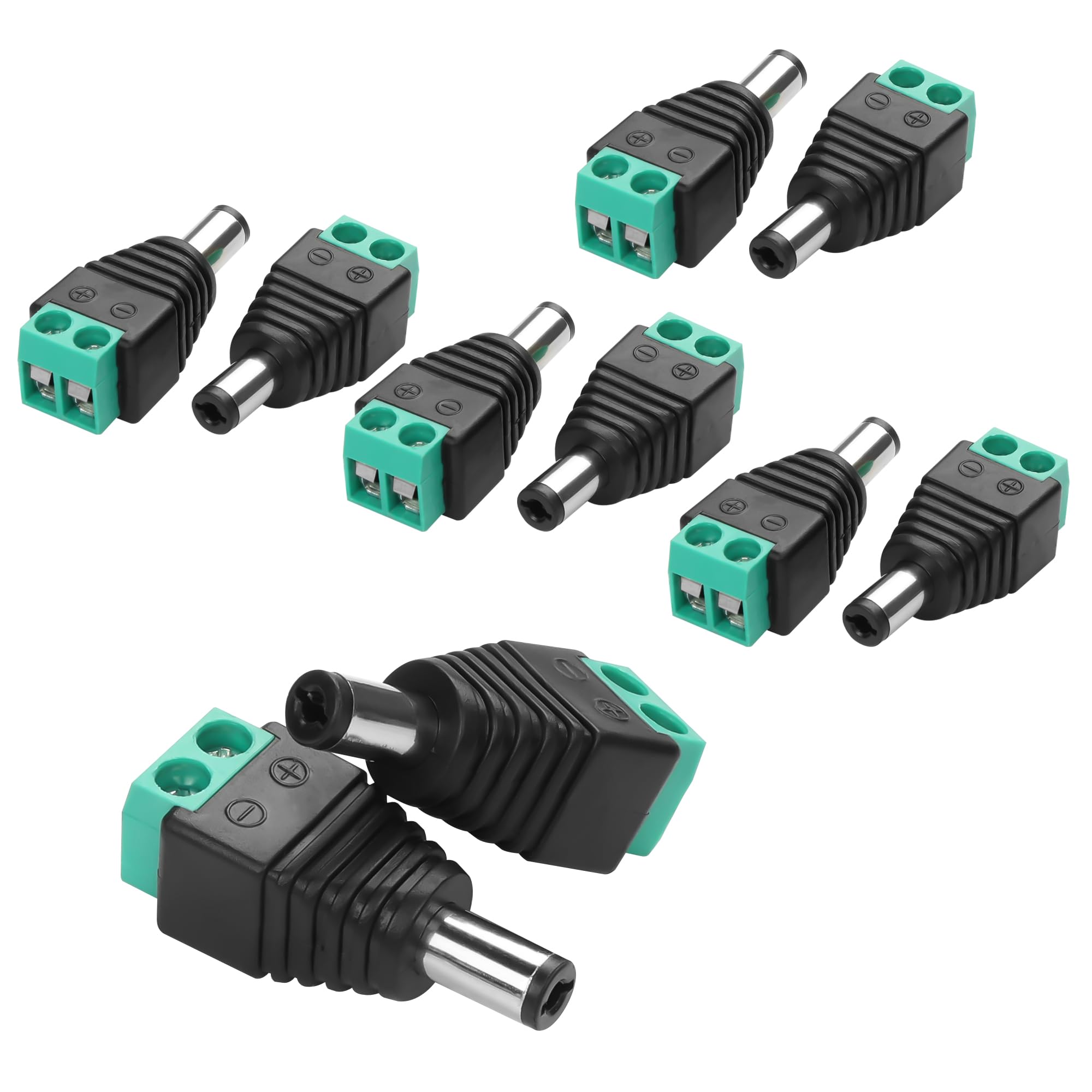 YAODHAOD 12V DC Adapter 5.5mm x 2.1mm DC Power Connector Plug Jack Connector for LED Strip CCTV Security Camera Cable End Plugs (DC Male)