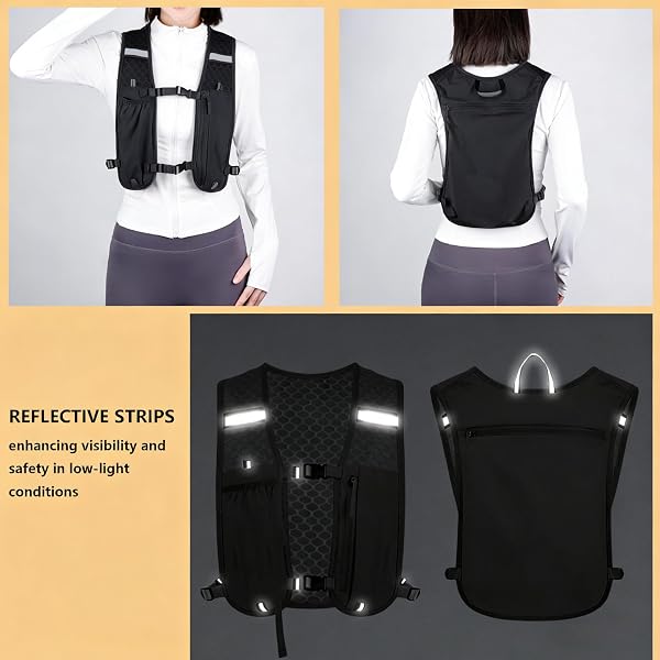 Running Vest，Lightweight & Breathable Hydration Backpack with Cooling Towels,Reflective Running Backpacks for Women & Men,Running Phone Holder for Cycling Hiking - 5