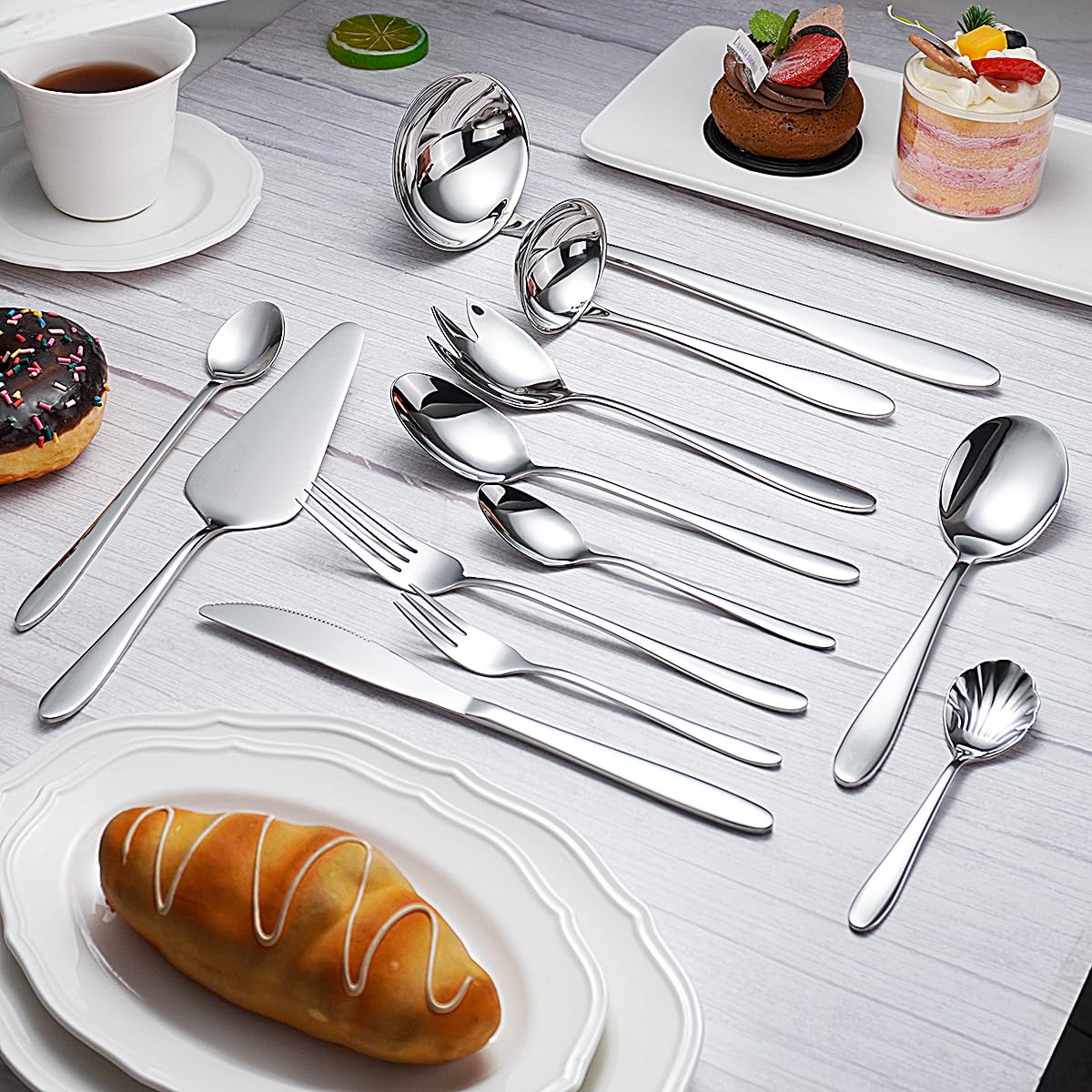 KARL HAUSMANN Set Posate 12 Persone, 72 Pezzi in Acciaio Inox 18/0 - Servizio Posate con Coltelli Forchette Cucchiai + Posate da Servizio, Scatola Regalo, Finitura Lucida, Lavabili in Lavastoviglie