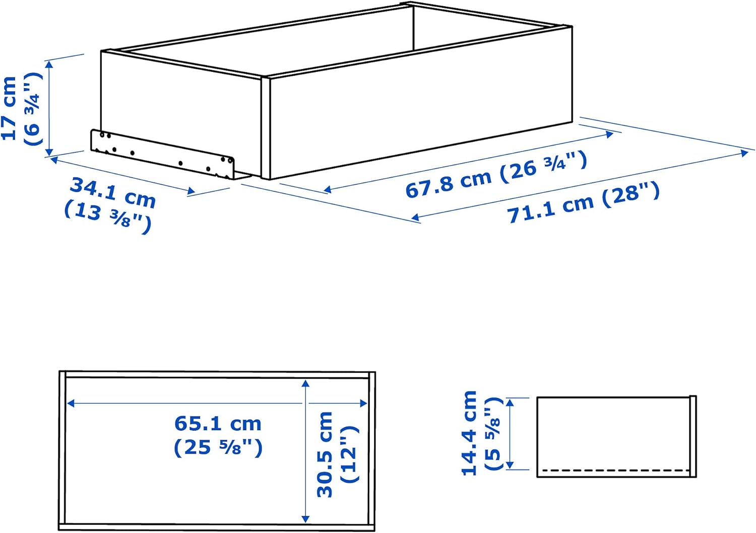 KOMPLEMENT Drawer with framed glass front, white, 75x35 cm