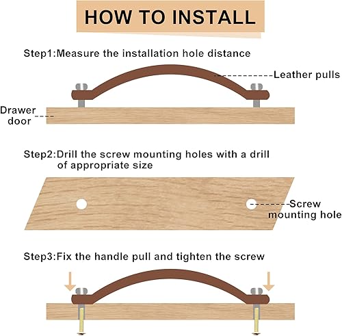 Miniatura 4 de Piutouyar Paquete de 6 tiradores de cuero modernos para cajones, 5.6 pulgadas, color carne, piel sintética, 5.591 in x 0.965 in