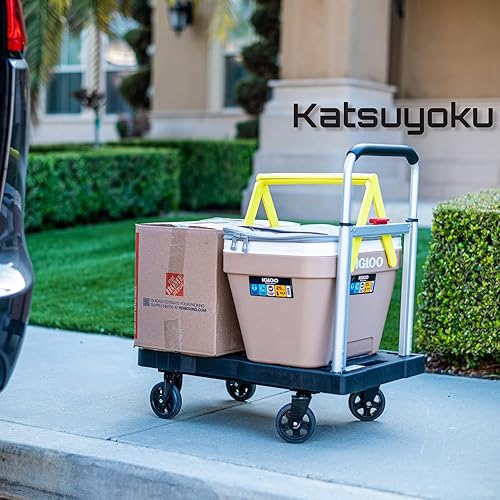 Miniatura 9 de Katsuyoku Carro de mano de plataforma portátil - Carro de mano de transporte de plataforma plegable fácil con capacidad de 330 libras, herramientas
