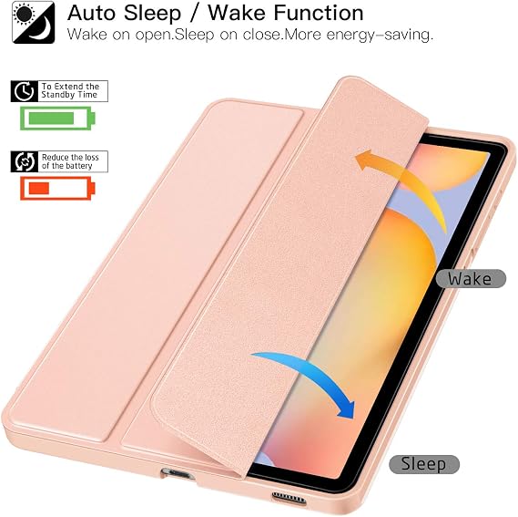 ZtotopCases for 2024/2022/2020 Samsung Galaxy Tab S6 Lite 10.4 Case with Pen Holder,Auto Wake/Sleep,Suitable for Model SM-P625/P620/P619/P615/P613/P610, Rose Gold