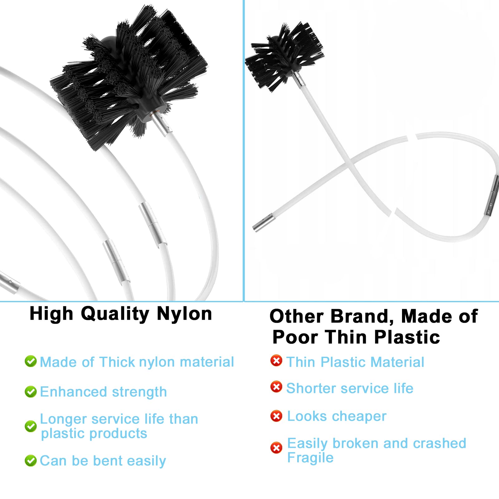 Bastone di Nylon 800 cm Spazzola per Pulizia Camino 20 Barre Flessibili