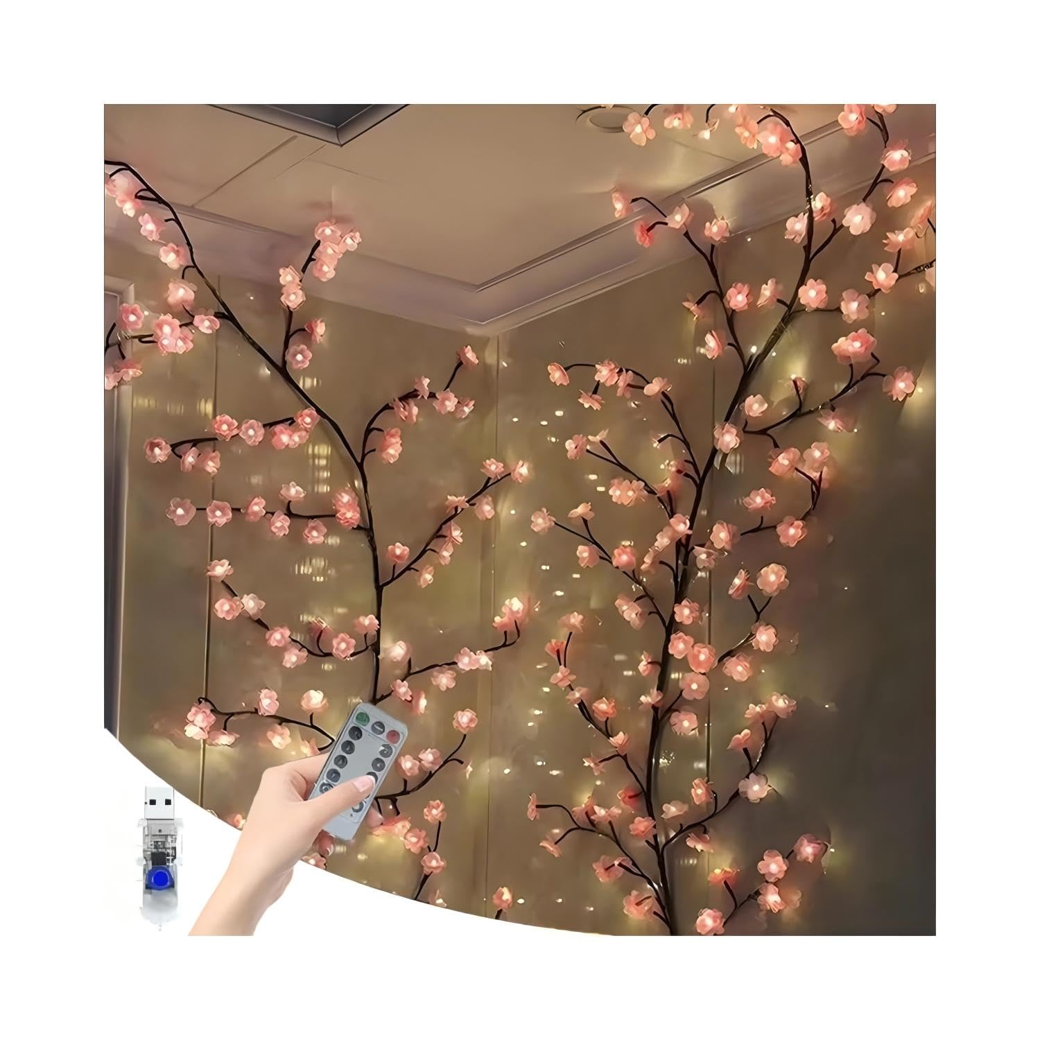 Guirlande fleurs de cerisier LED USB pour eclairage mural doux - 8