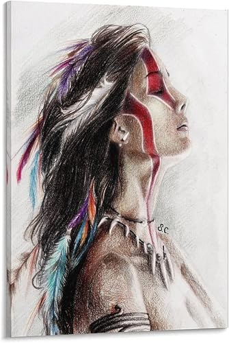 Lienzo decorativo de anime Art A Taino Indian Warrior para decoración de pared, póster de pintura en lienzo, pósteres e impresiones artísticas de