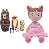 Conzy Kids Toy Gift Set 2 - Russian Nesting Dolls & Stuffed Baby Doll - Pink