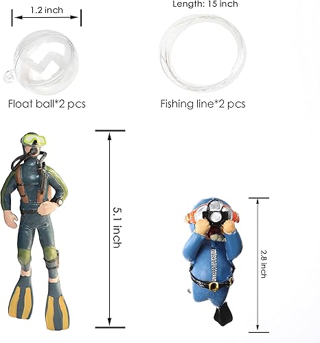 Miniatura 9 de Paquete de 2 decoraciones de acuario para pecera, dispositivo flotante, accesorios luminosos para pecera, compañeros de juego de peces, lindos