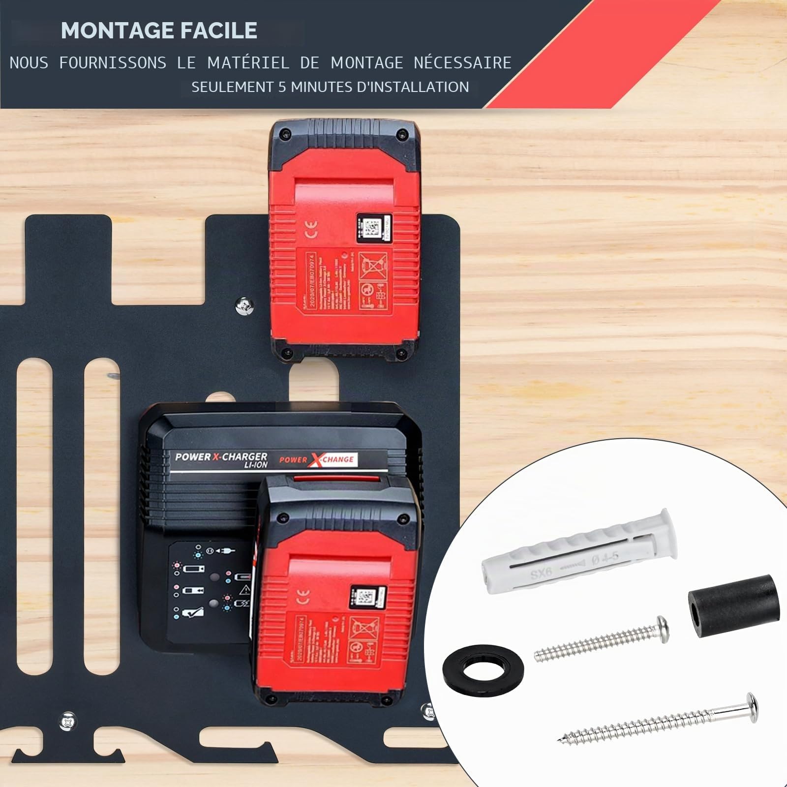 TOPOWN Support mural 3-en-1 Pro pour chargeurs Einhell et batterie 18 V, pour chargeur Power X-Change, Twincharger, Fastcharger, Boost Charger