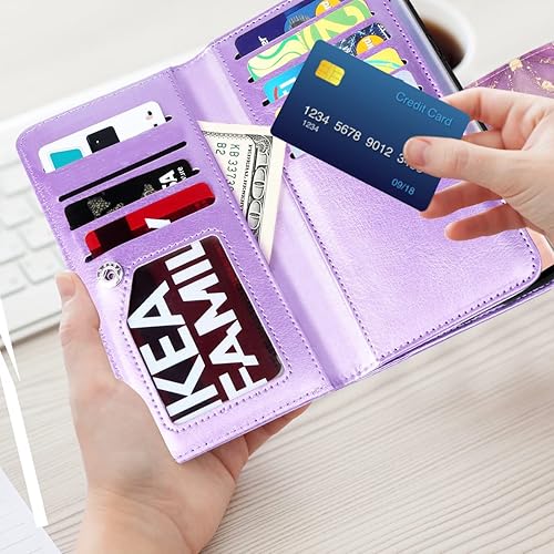 Miniatura 6 de Fingic Funda para Samsung S10e, Galaxy S10e, funda tipo cartera con diseño de mármol dorado, 9 tarjetero, piel sintética, desmontable, correa de