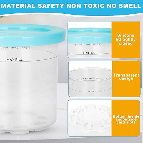 Miniatura 3 de Contenedores de helado para recipientes y tapas de creami ninja, vasos de 16 onzas para Ninja NC301 NC300 NC299AMZ CN305A Series Máquina de helados,