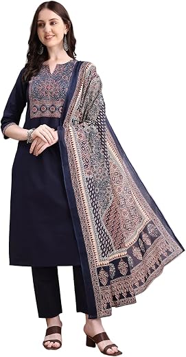 Berrylicious Embroidered & Ethnic printed Kurta with Pant & Printed Dupatta