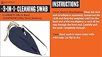 Vista 5 de Protec Clarinete (Bb, A, Bajo) / Saxofón (Alto, Tenor, Barítono) Hisopo de microfibra para cuello y boquilla, modelo A119