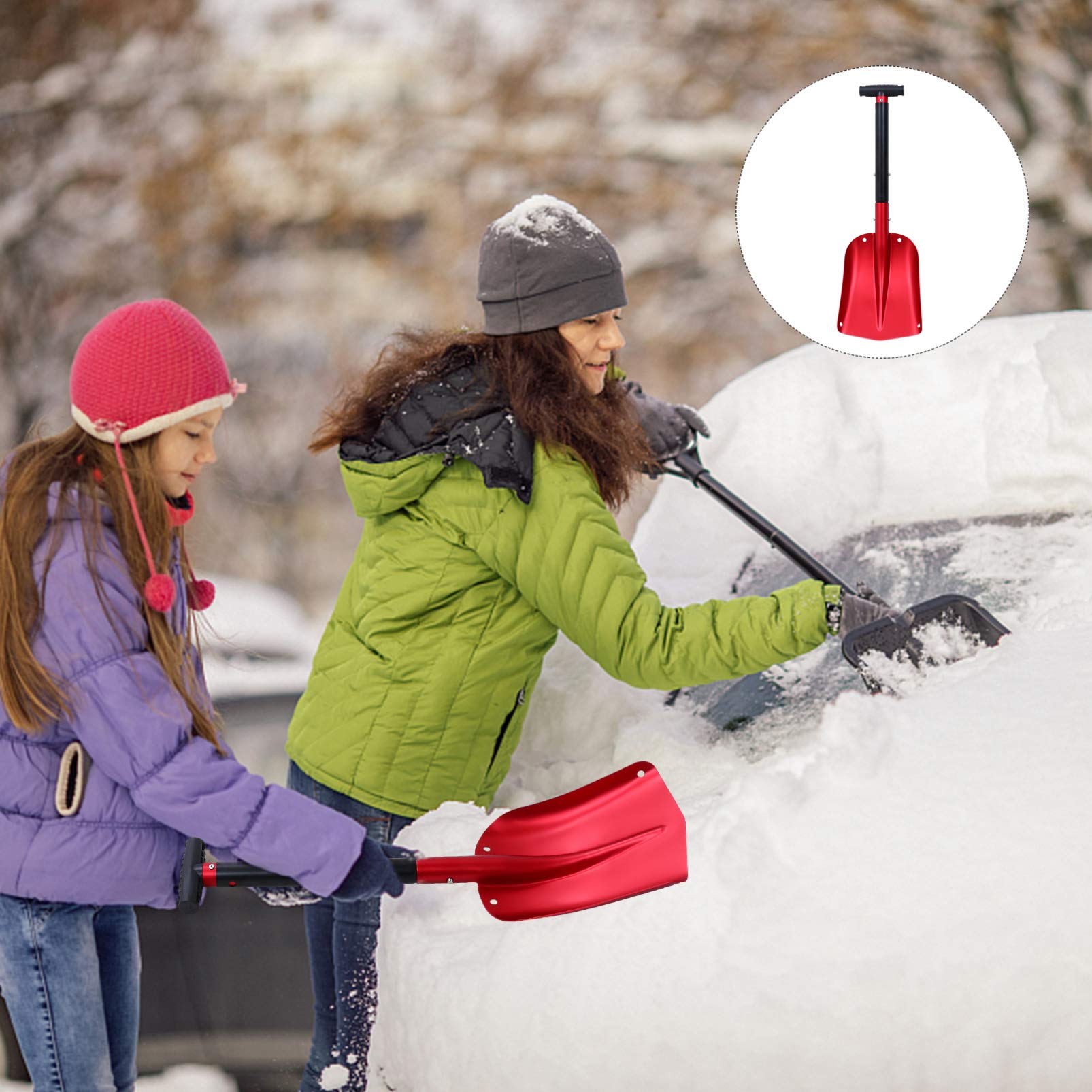 YARNOW Pala De Nieve Telescópica para Vehículos Quitanieves Multiusos De Aluminio Herramienta para Limpiar Nieve y Hielo Coches Usada Invierno